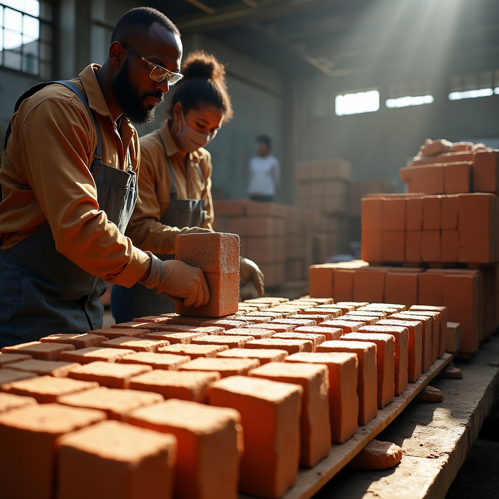 Izitini zomhlabathi ezicindezelwe zikhiqizwa ngepulezi yamandla amanzi