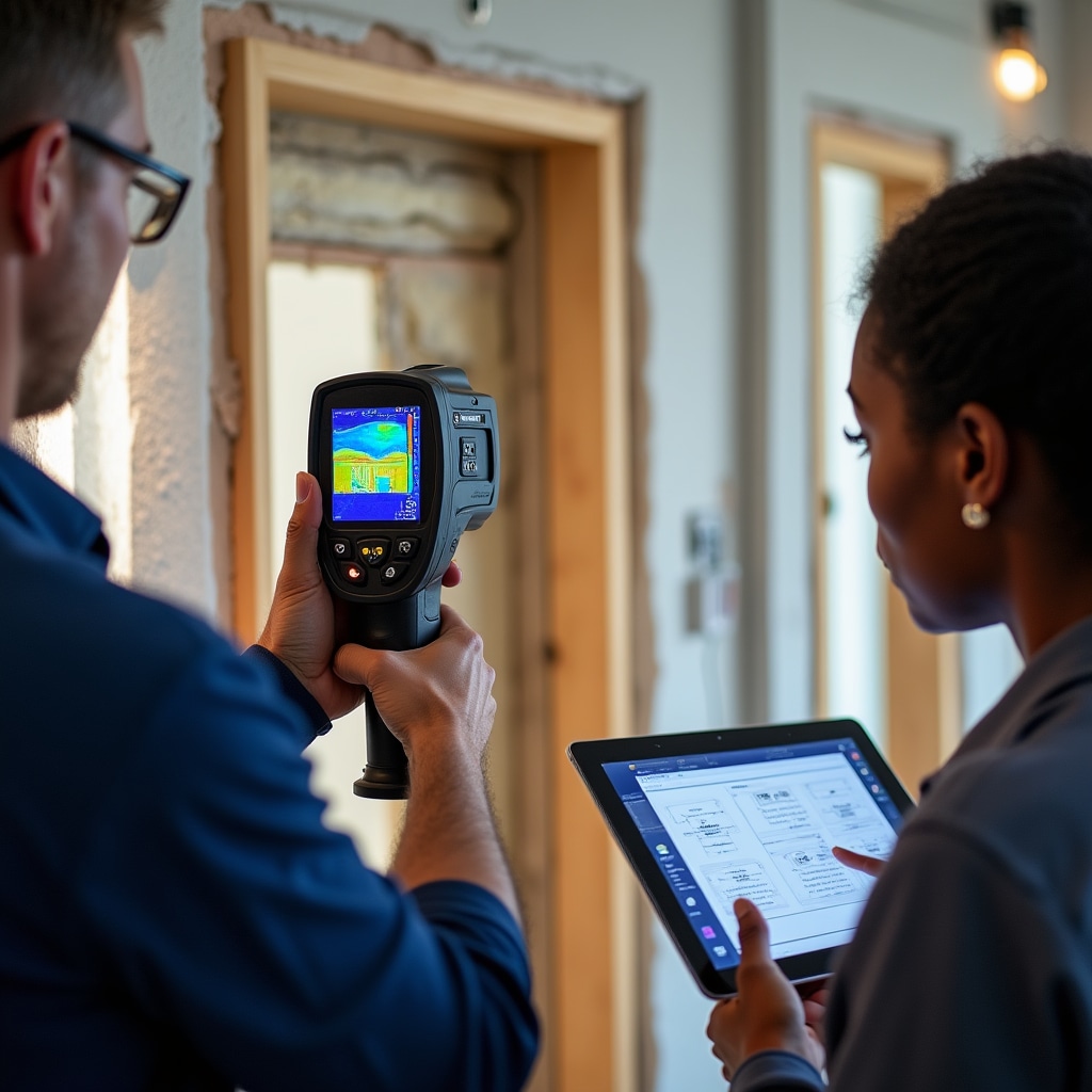 Thermal imaging camera measuring wall insulation performance